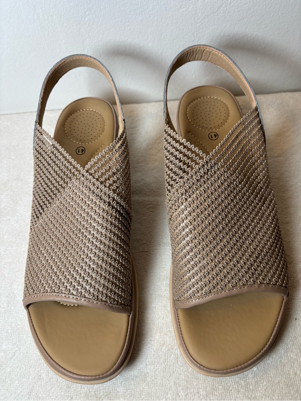 Comfort Knit Slingback Sandals - Taupe Size 10.5 - Picture 2 of 5